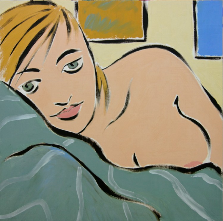 Chris Rywalt, Lounging in Bed 2, 2009, oil on panel